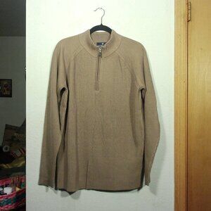 NWT Luciano Visconte Beige Long sleeve Knit Quarter Zip Sweater Size: L